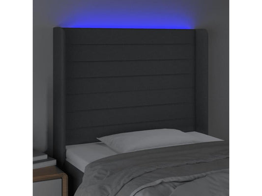 Dark Grey LED Headboard 103x16x118/128 cm Fabric