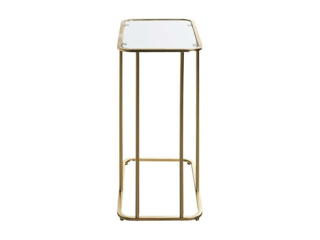 Designer Side Table with Tempered Glass Top, 65cm, Gold