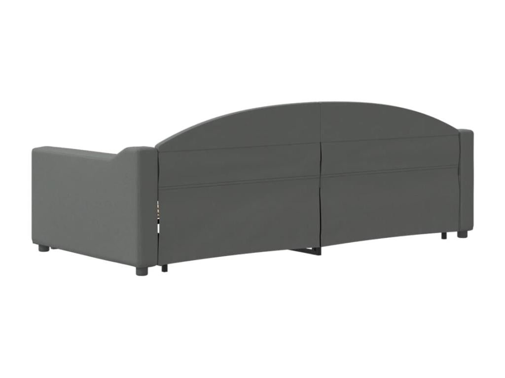 Daybed with trundle and drawers, dark grey, 90x190 cm, fabric