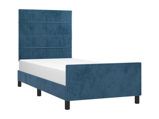 Dark blue velvet bed frame (mattress not included) 100x200 cm