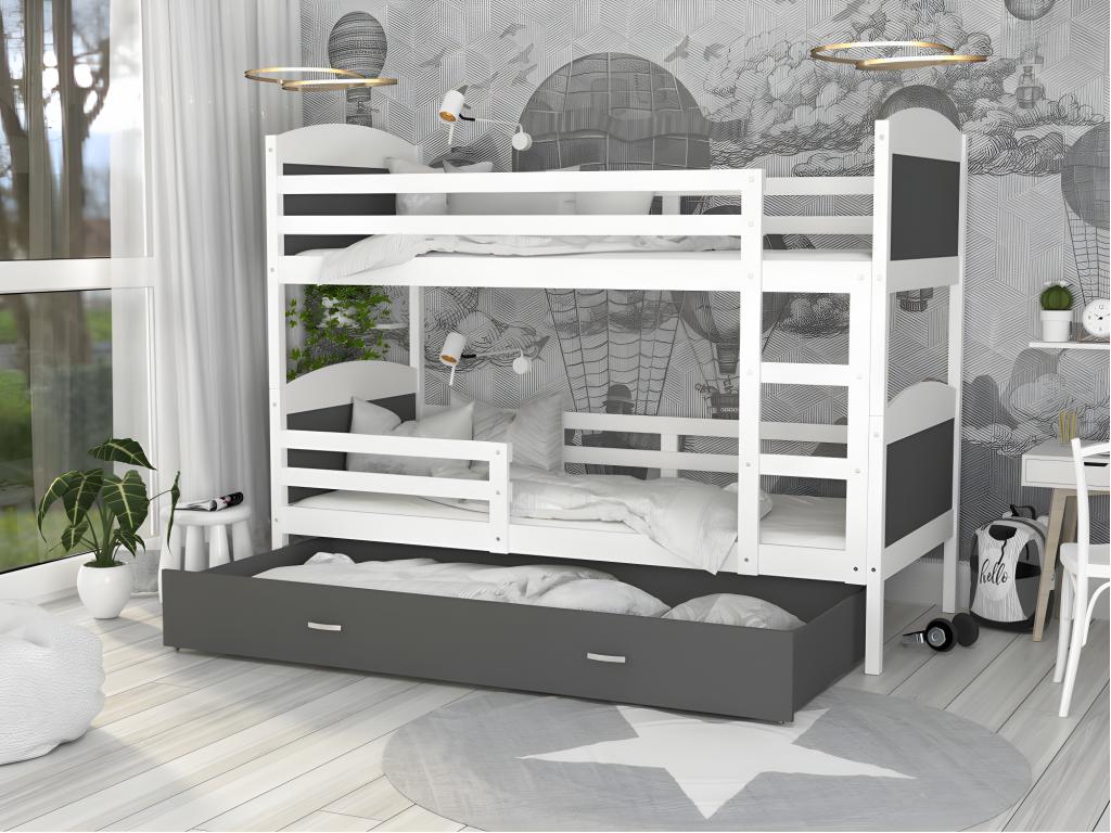 Doucezen 90x190 Bunk Bed Without Mattress White - grey Delivered with bed base and drawer.
