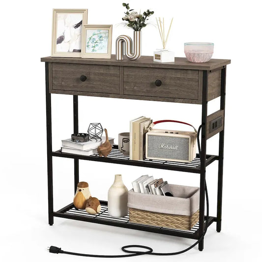 Costway Entryway Table with Charging Station Narrow Console Table with - See Details
