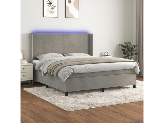 Doucezen bed base with mattress and LED light grey 180x200 cm