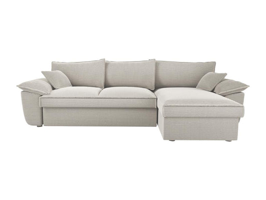 Doucezen II Right-Hand Corner Sofa Bed in Light Grey Corduroy with Storage