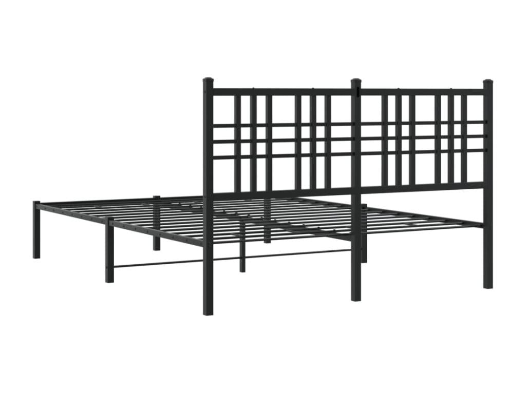 Metal bed frame with black headboard, 140x200 cm