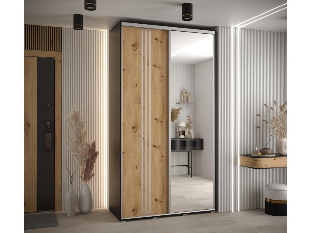 Doucezen 7 Sliding Door Wardrobe 235.2/140/45 2 Doors Black/Doucezen/Silver