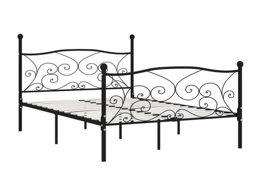 Homzora Black Metal Bed and Slatted Base 120x200