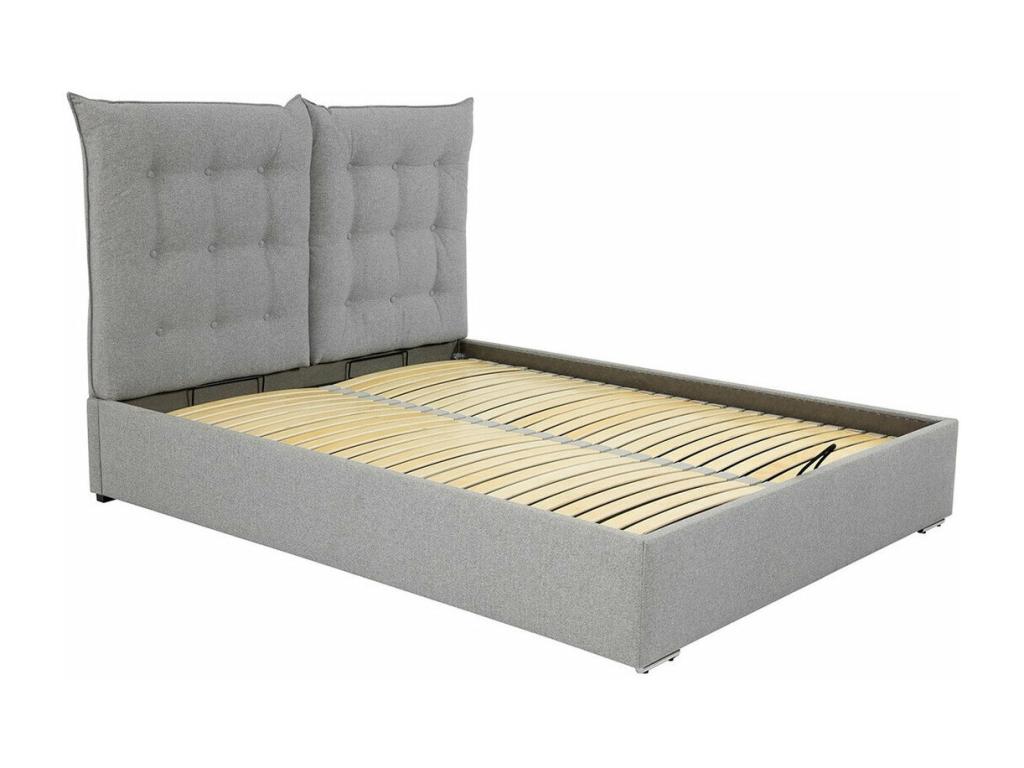 Doucezen 104 Double Grey Bed 160x200 Upholstered Slatted Base 175x214x128cm