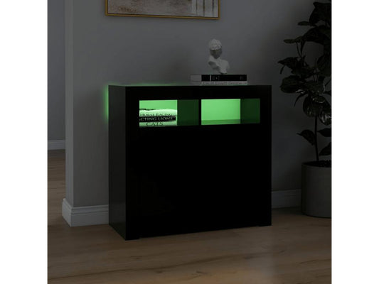 Buffet with LED lighting, black, 80x35x75 cm