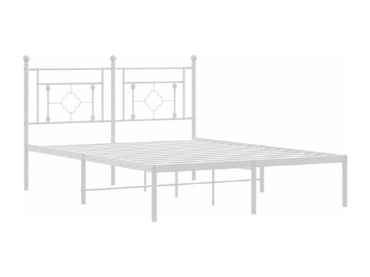 Metal bed frame with white headboard 135x190