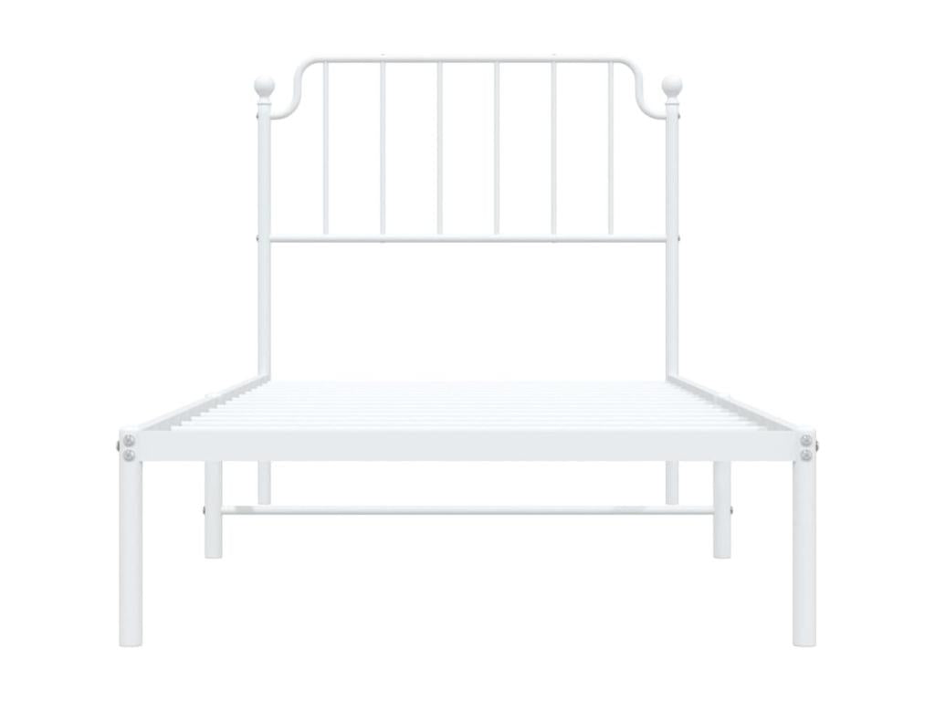 Metal bed frame with white headboard 90x190