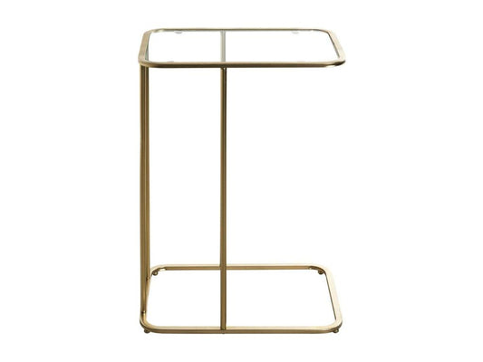 Designer Side Table with Tempered Glass Top, 65cm, Gold