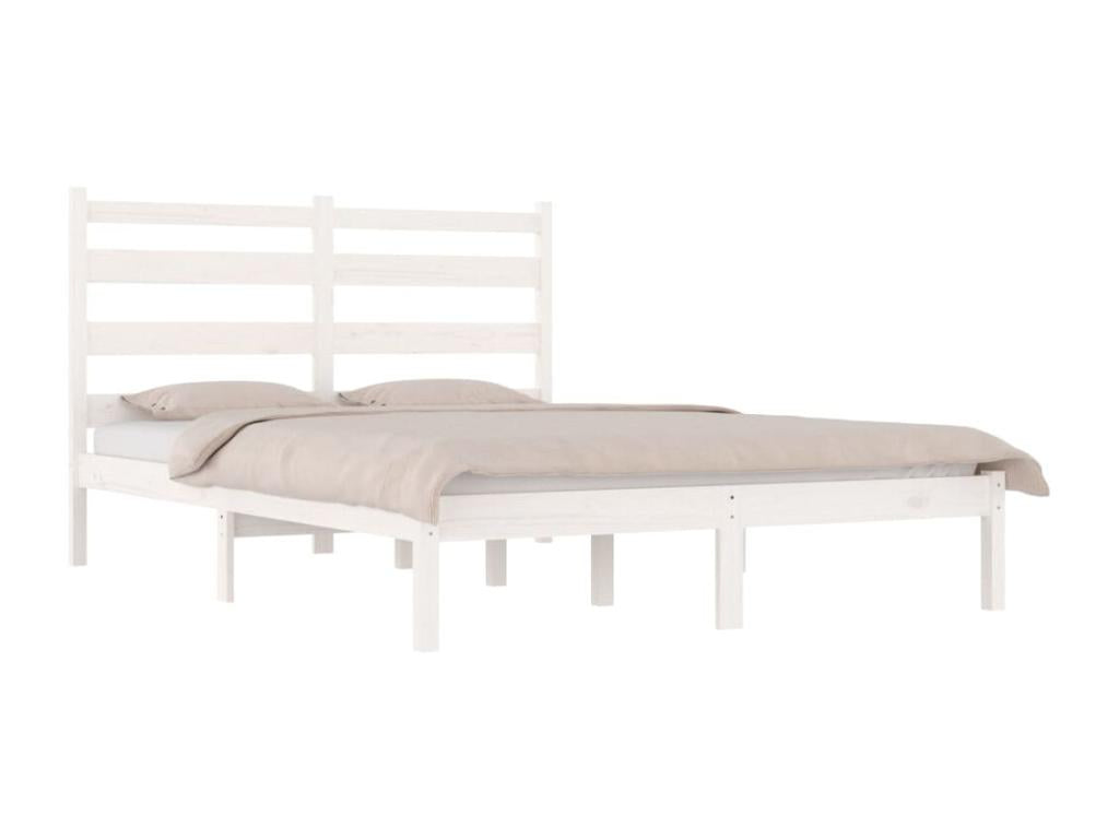 White bed frame, solid pine wood, 120x190 cm, small double size