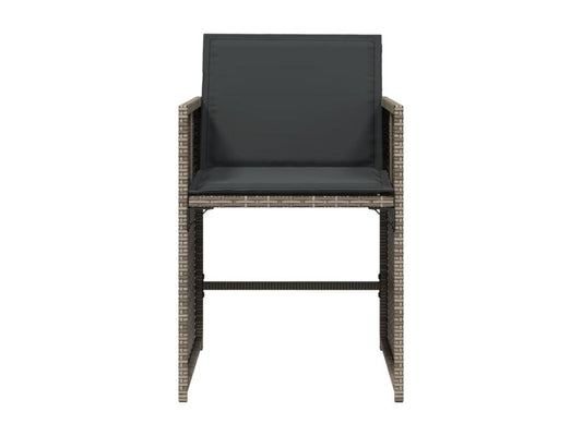 Garden chairs with cushions, set of 4, grey woven resin