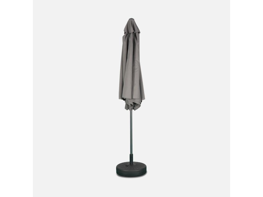 300cm Round Straight Parasol - Grey - Adjustable central aluminium pole and Homzora opening