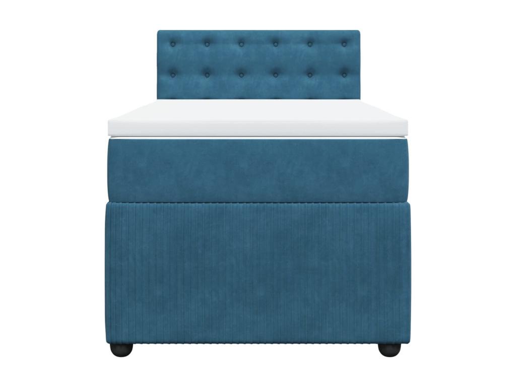 Homzora bed base with blue 80x200 cm velvet mattress