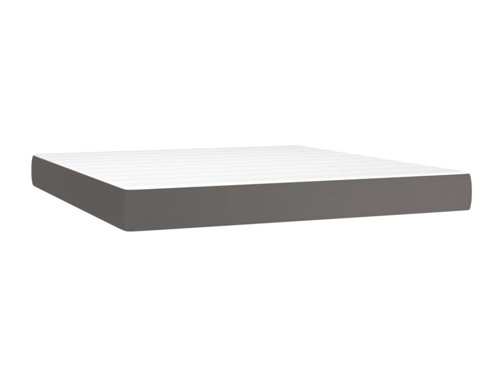 Upholstered bed base with mattress, Grey, 180x200 cm, Faux Leather