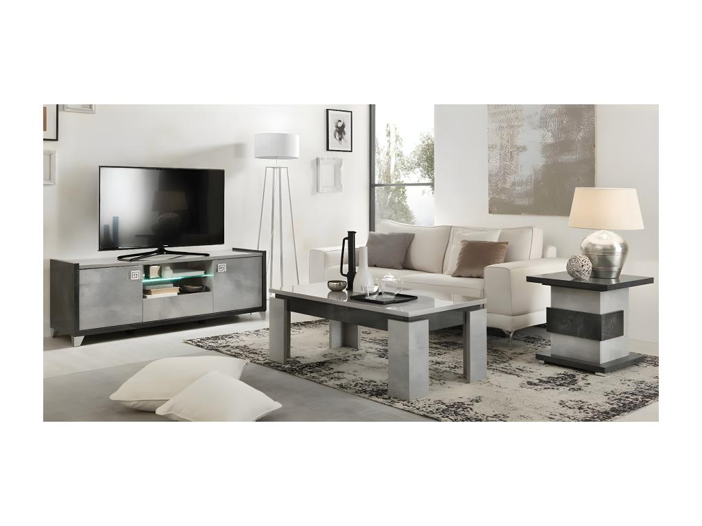 Homzora - 4-Legged Coffee Table, Grey Stone Effect