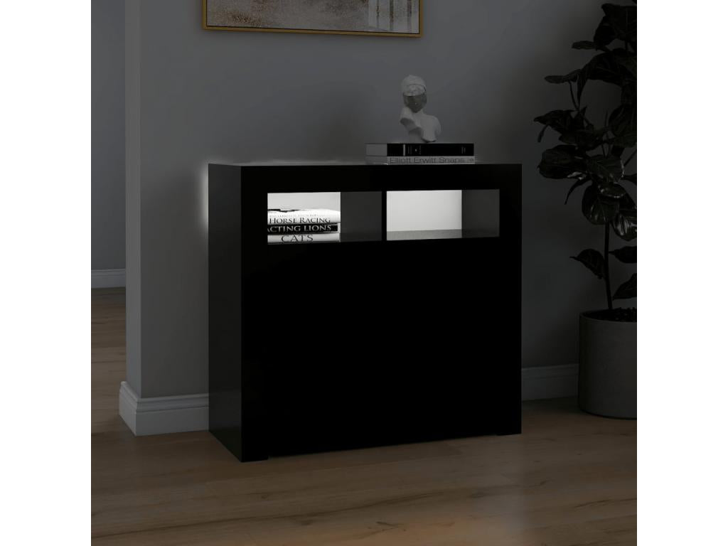 Buffet with LED lighting, black, 80x35x75 cm