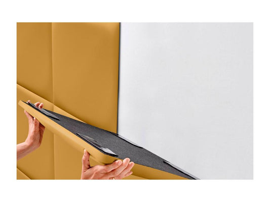 Doucezen Upholstered Headboard in High-Quality Faux Leather, Doucezen Interior composed of interchangeable self-adhesive panels, mustard color, 80 cm
