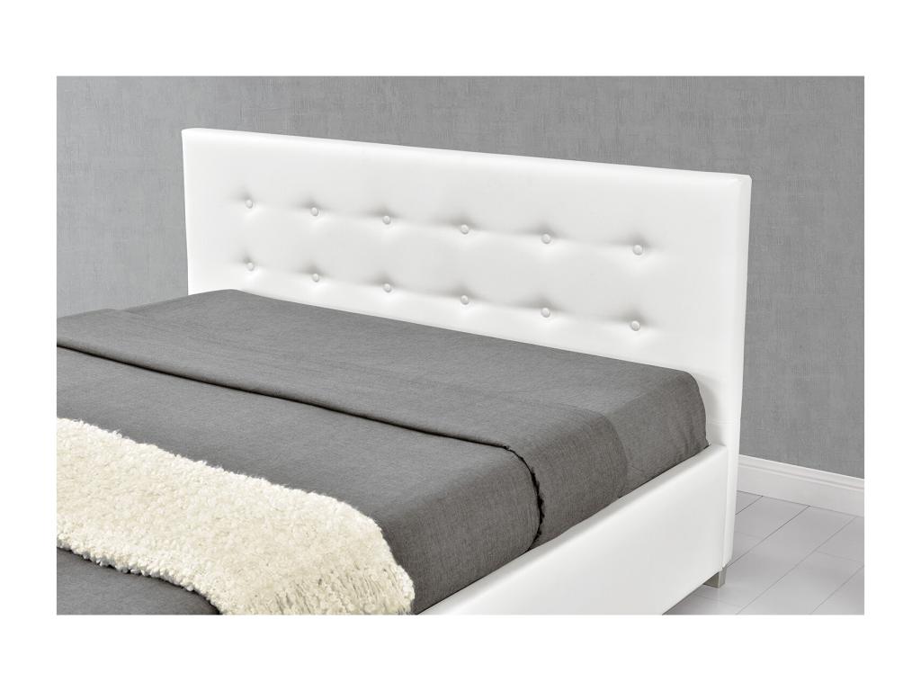 White upholstered bed frame with integrated storage compartment 160x200 cm NEWINGTON