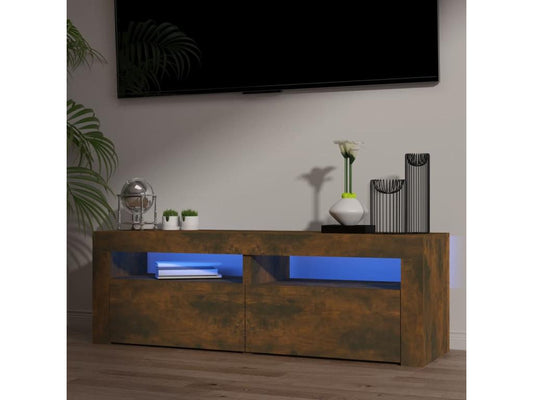 TV stand with Doucezenères LED lighting, smoked oak, 120x35x40 cm