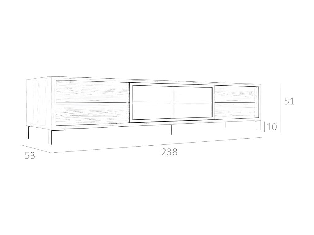 TV stand in walnut and chrome-plated steel 3044 Homzora