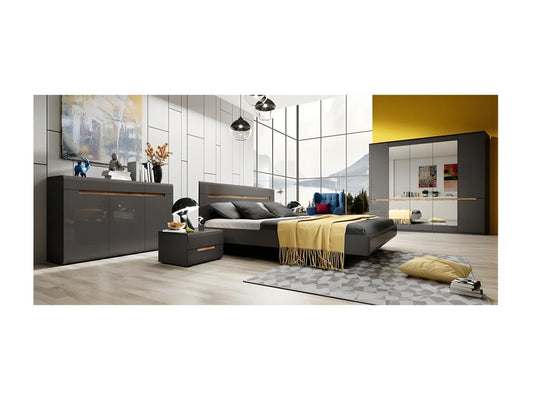 Designer adult bed 180x200 Homzora collection - Grey and oak colour.