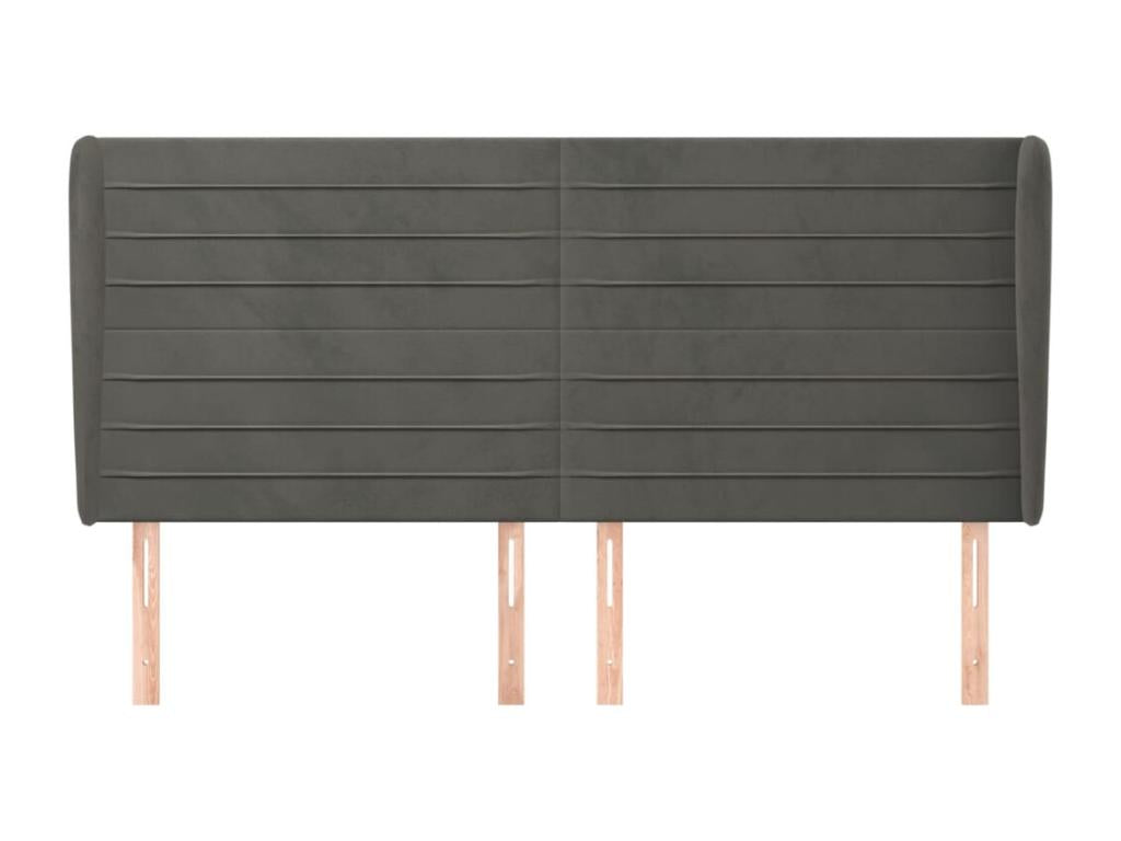 Headboard with wings, Dark Grey, 183x23x118-128 cm, Velvet