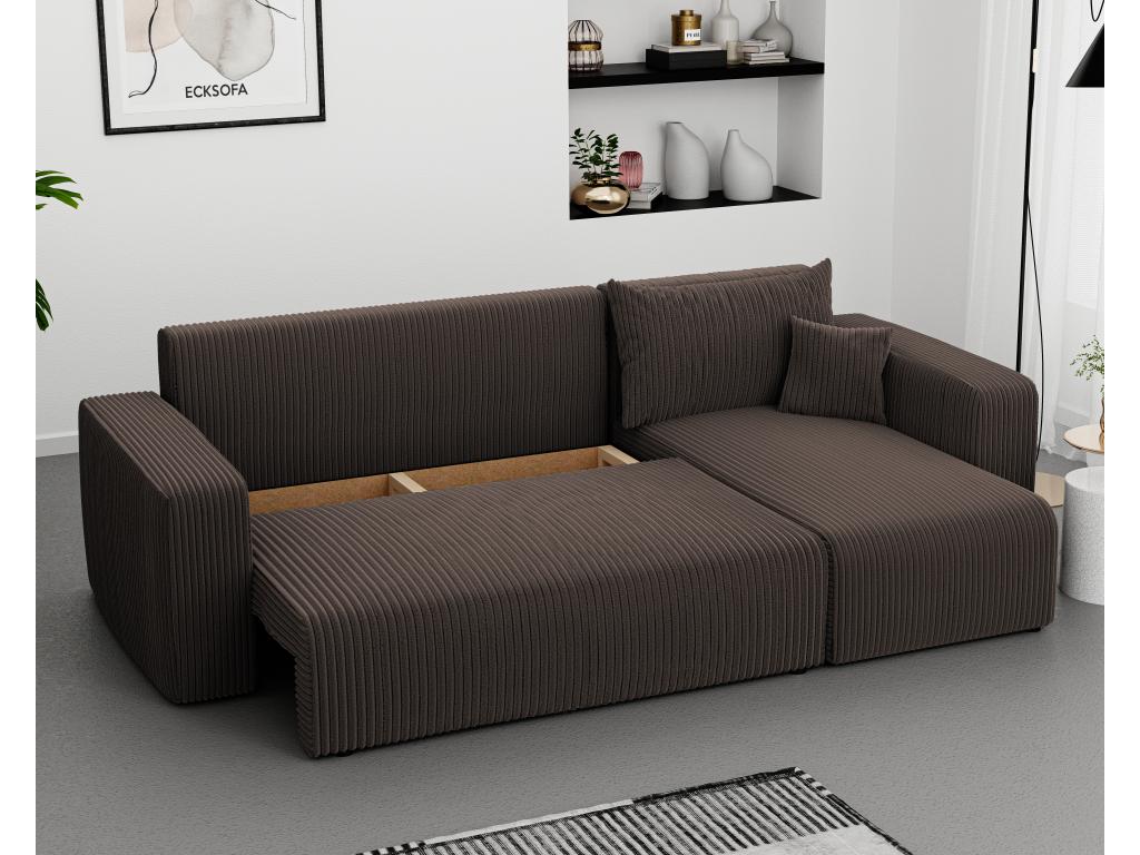 Homzora Convertible Corner Sofa in Brown Fabric
