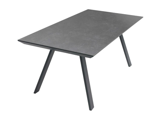 Set of rectangular grey garden table and 8 grey chairs