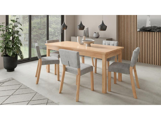 Modern chair in natural beech wood and choice of fabric Kloba-Tissu 27100