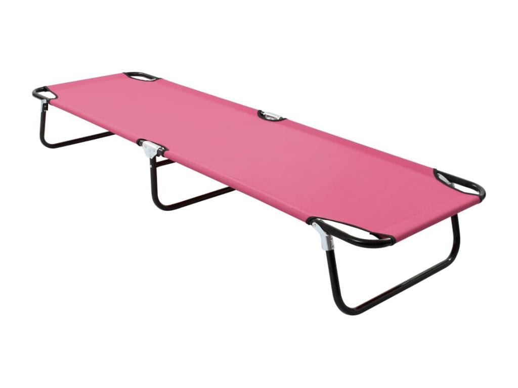 Folding chaise longue in rose steel