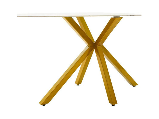 Paris dining table, 8mm glass, marble-gold pattern, 160x80x75cm