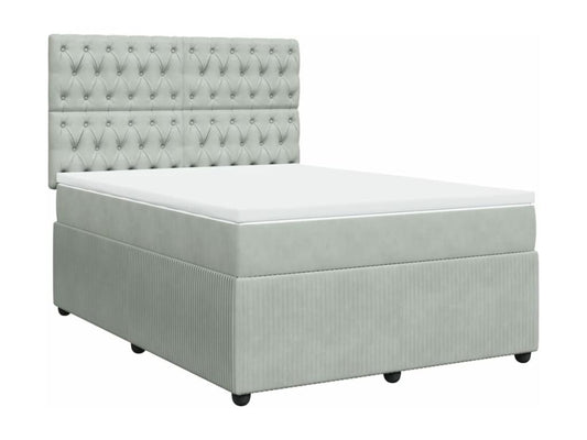 Homzora bed base and mattress, light grey, 140x200cm, velvet