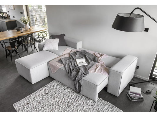 Homzora 302cm Modern Left-Hand Corner Sofa Bed in Dark Brown Fabric