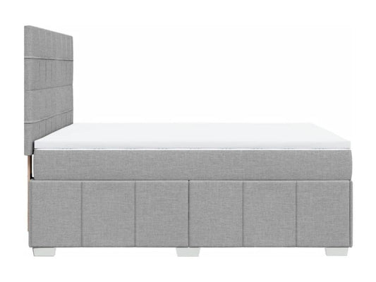 Homzora bed base with light grey mattress 160x200cm fabric
