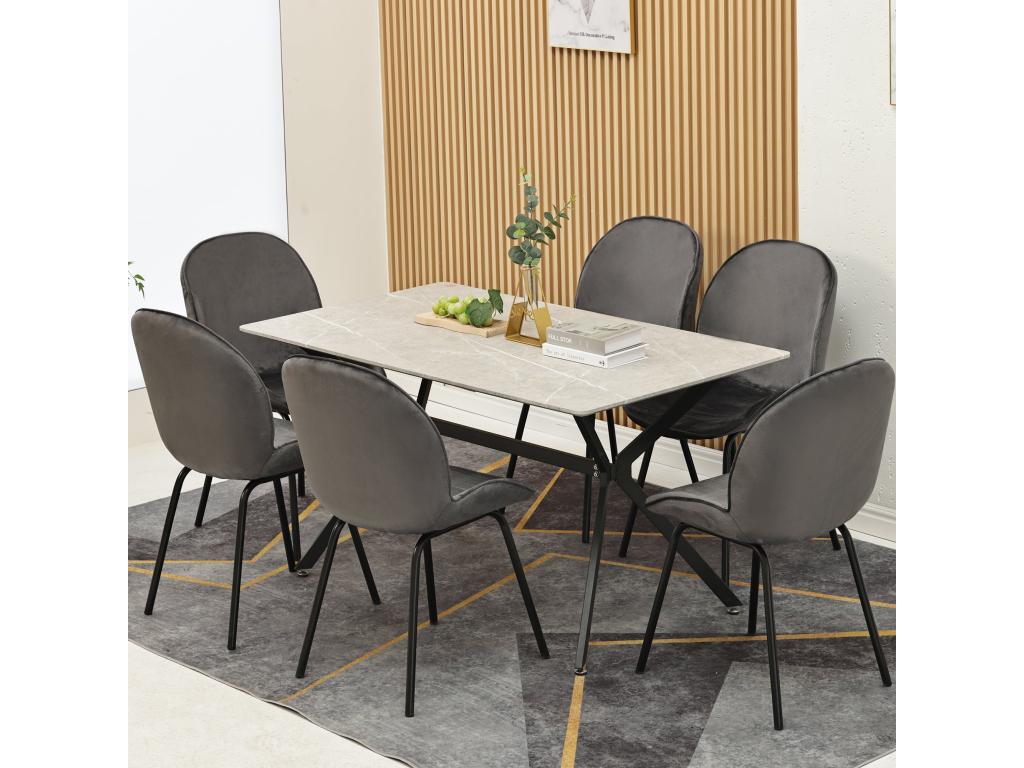 Set of 6 velvet dining chairs - round backrest, 73cm diameter x 53cm height