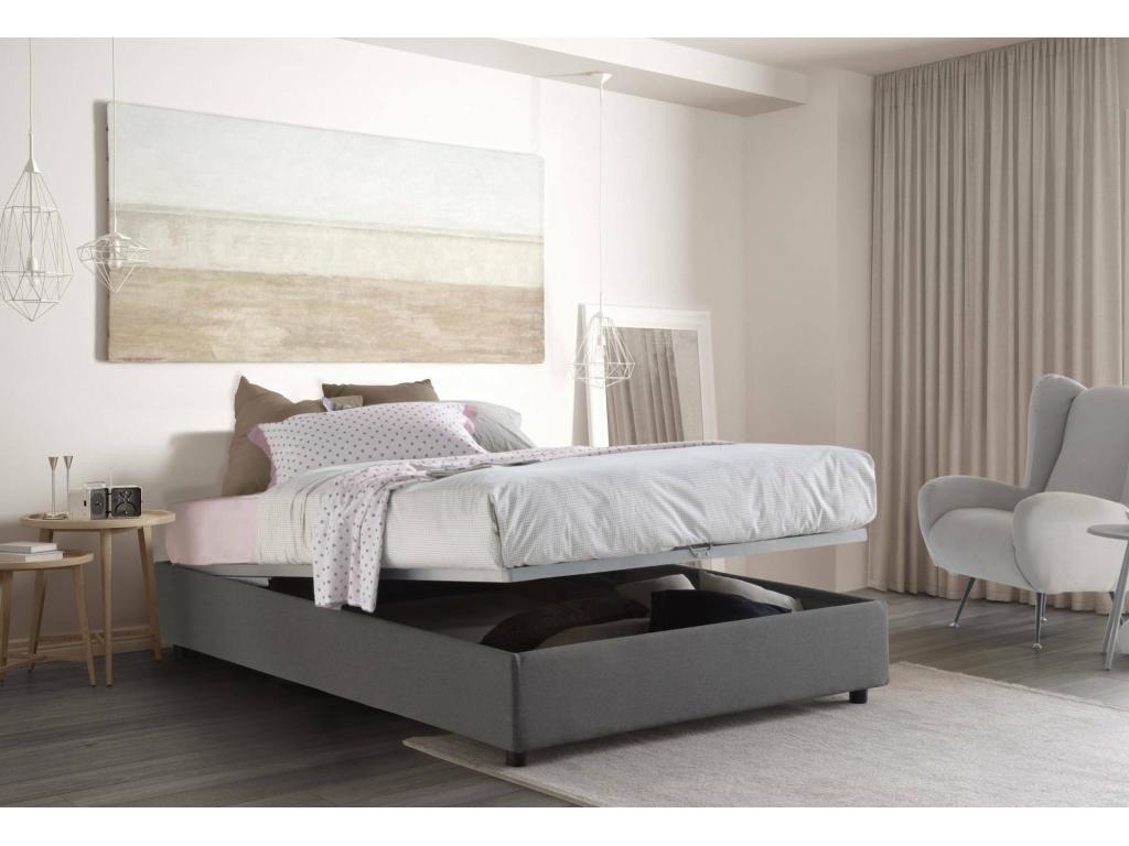 Chloé Double Bed Storage Bed with Fabric Upholstery Made in Italy Front Opening Suitable for 140x200 cm Mattress Grey