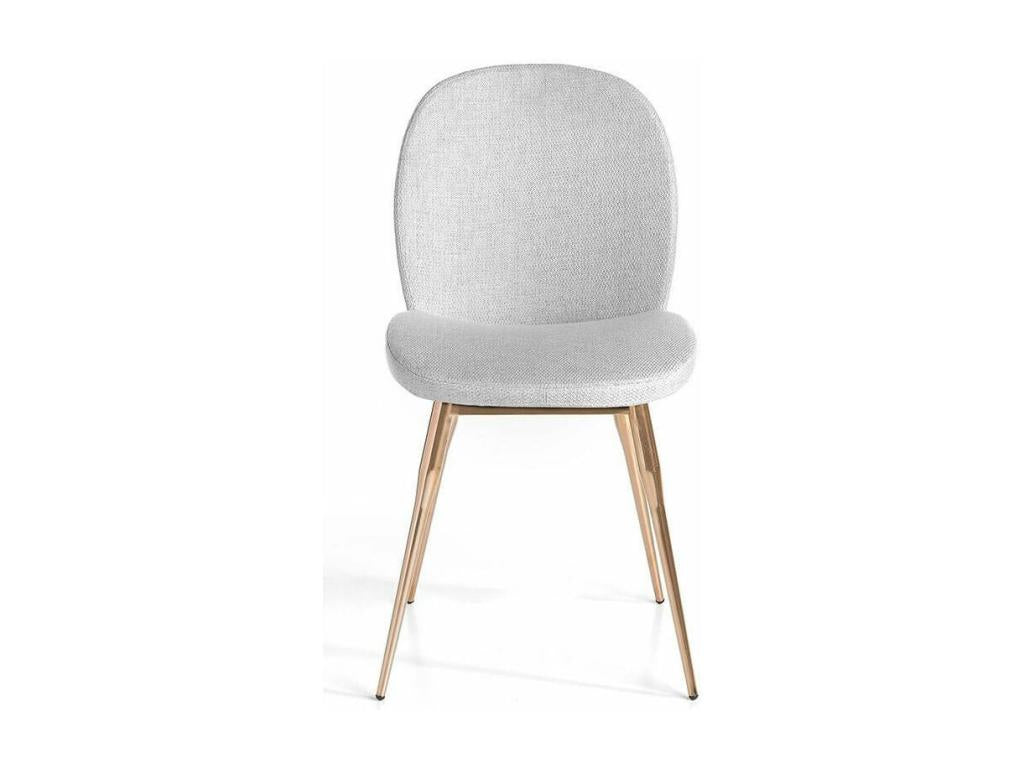Doucezen Grey Fabric Chair with Rose Gold Steel Legs - Set of 2 - Doucezen Color 67