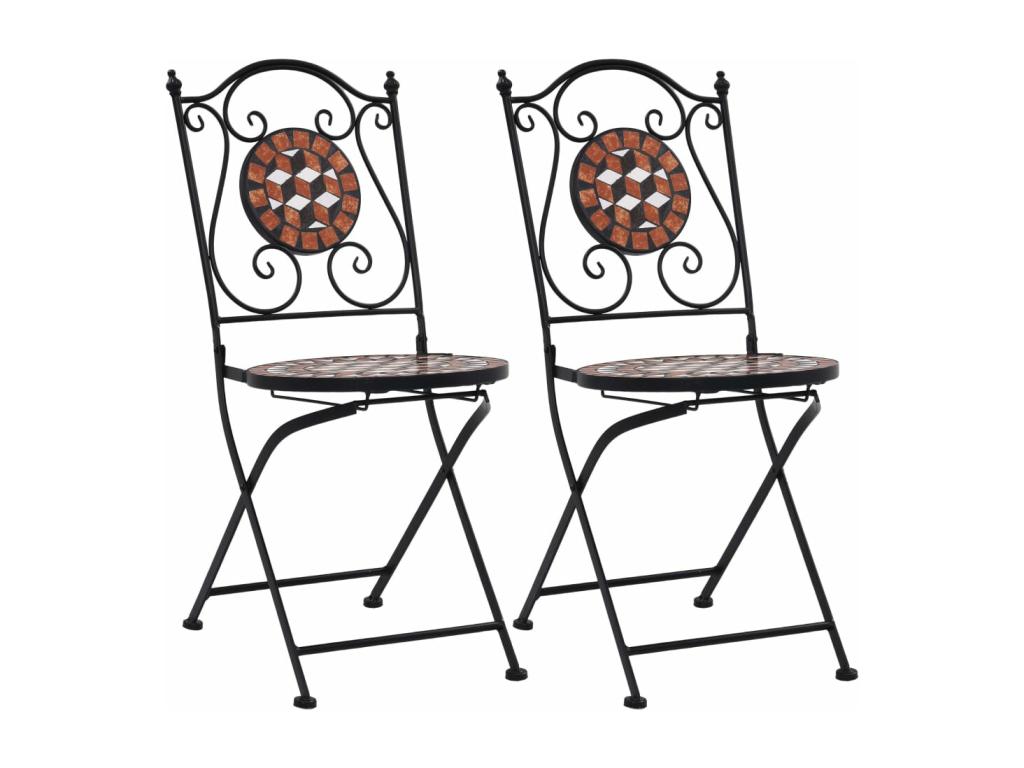 Mosaic bistro chairs, 2 pieces, brown ceramic