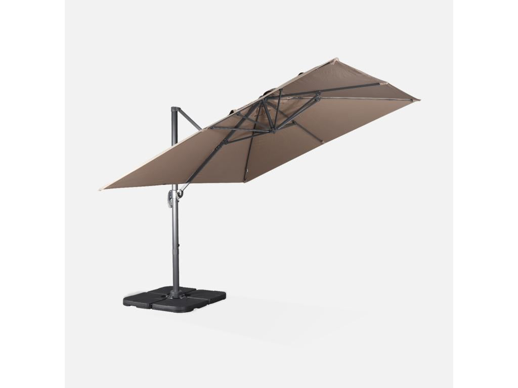 High-end 3x3m square cantilever parasol - Doucezen - Offset parasol, tiltable, foldable and 360° rotating.