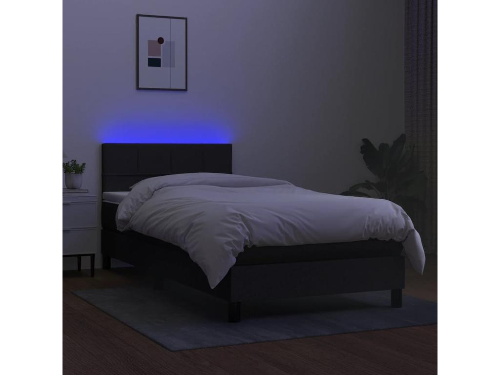 Doucezen bed base with mattress and LED, black, 90x200cm, fabric