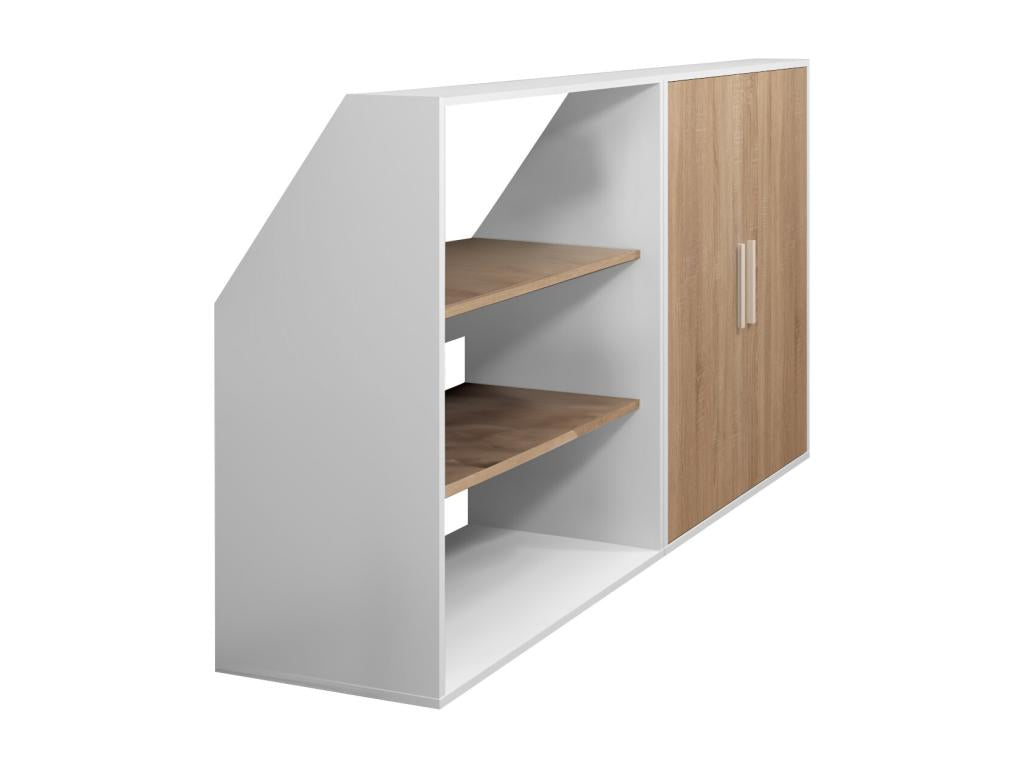Sloping ceiling cabinet with 2 doors and 2 shelves - White and natural - Doucezen