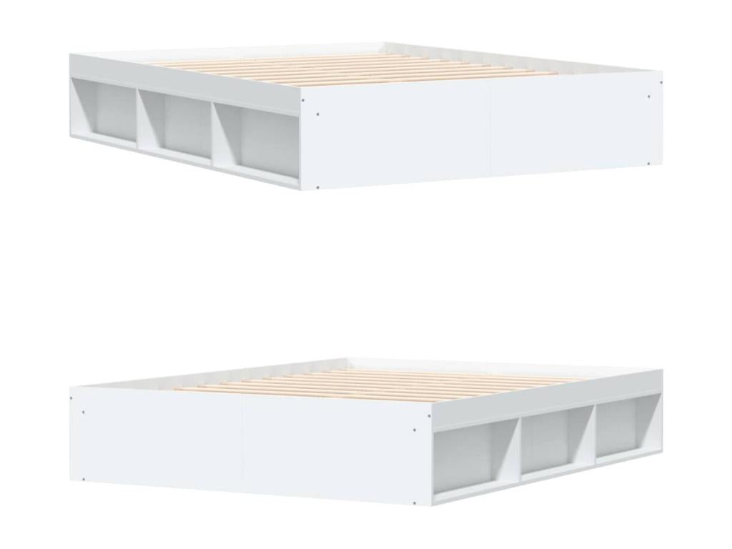 White bed frame without mattress, 140x200 cm