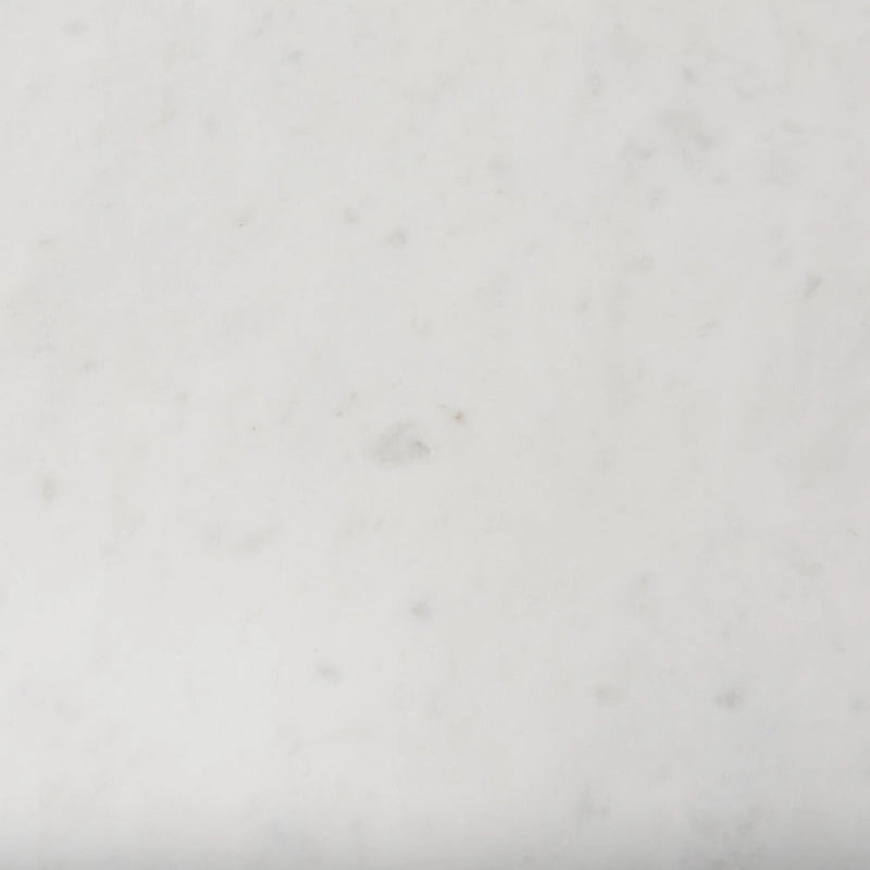 Enzo White Marble w/ Fluted Light Brown Solid Wood Round Accent Table