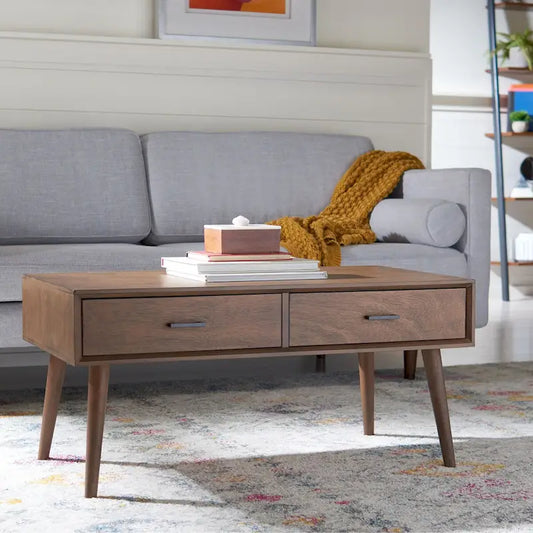 SAFAVIEH Sister Mid-Century 2-Drawer Coffee Table - 37.8 W x 19 L x 17.8 H - 38Wx19Dx18H