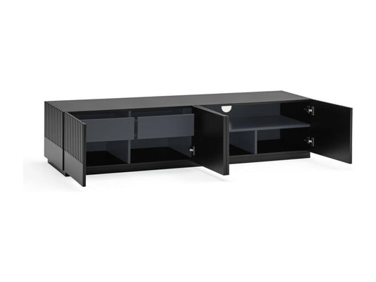 Homzora - 4-Door Wooden TV Stand, 180cm Wide - Black