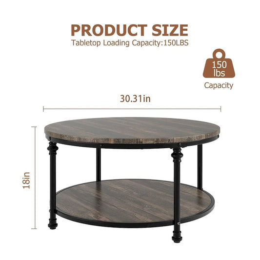 Round Coffee Table 30.31 Industrial Center Table