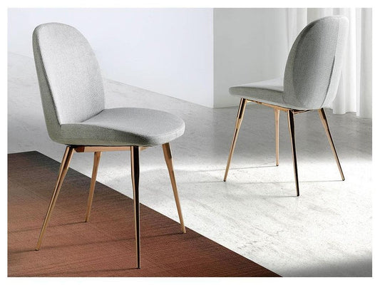 Doucezen Grey Fabric Chair with Rose Gold Steel Legs - Set of 2 - Doucezen Color 67